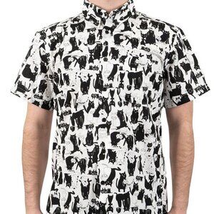 Naked & Famous Denim Funny Cats Short Sleeve Easy Shirt XL (L)